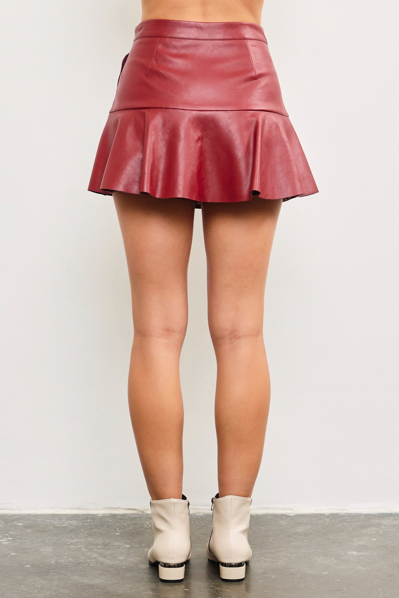 Chili Ruffle Leather Mini Skort