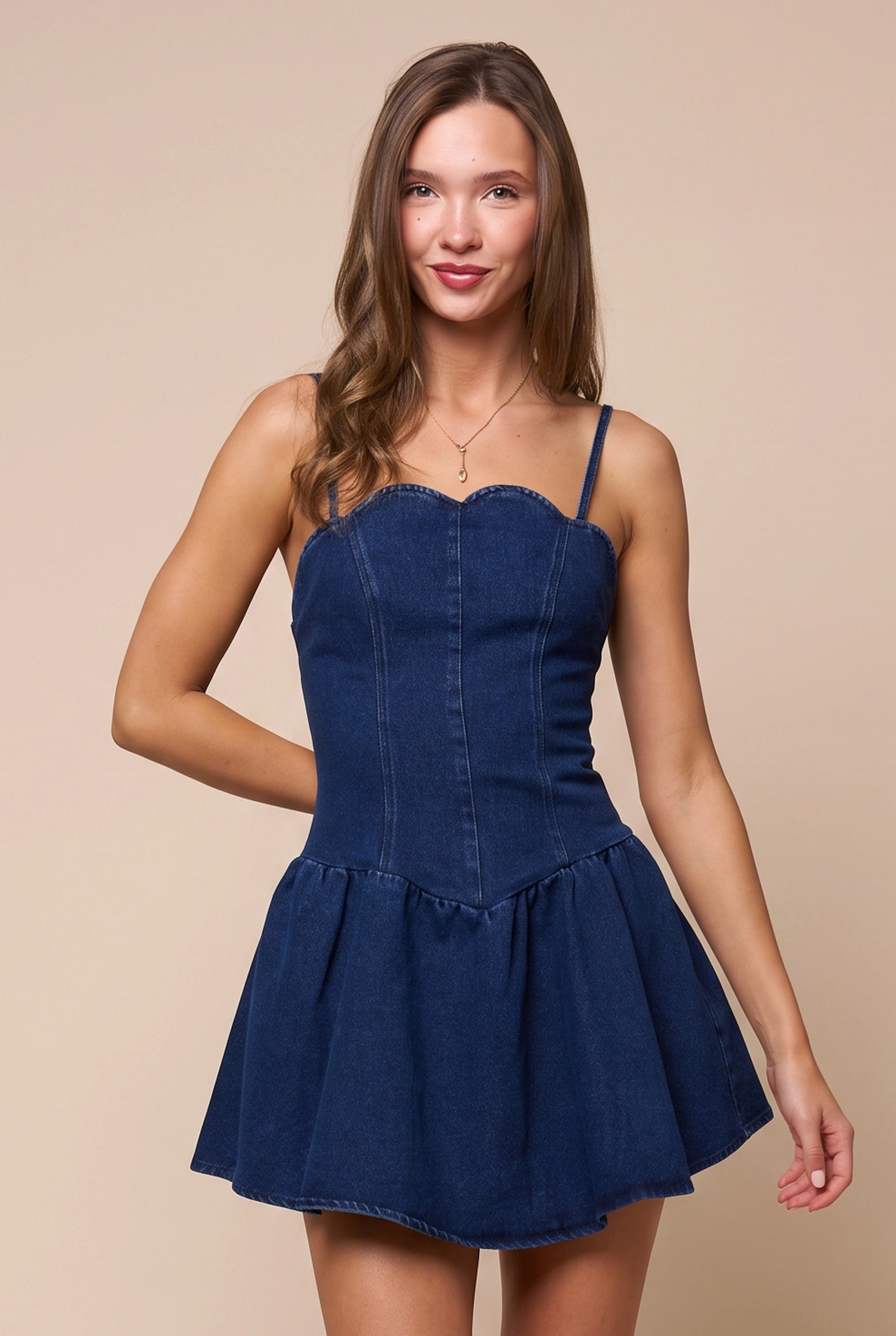 Denim Scalloped Dress