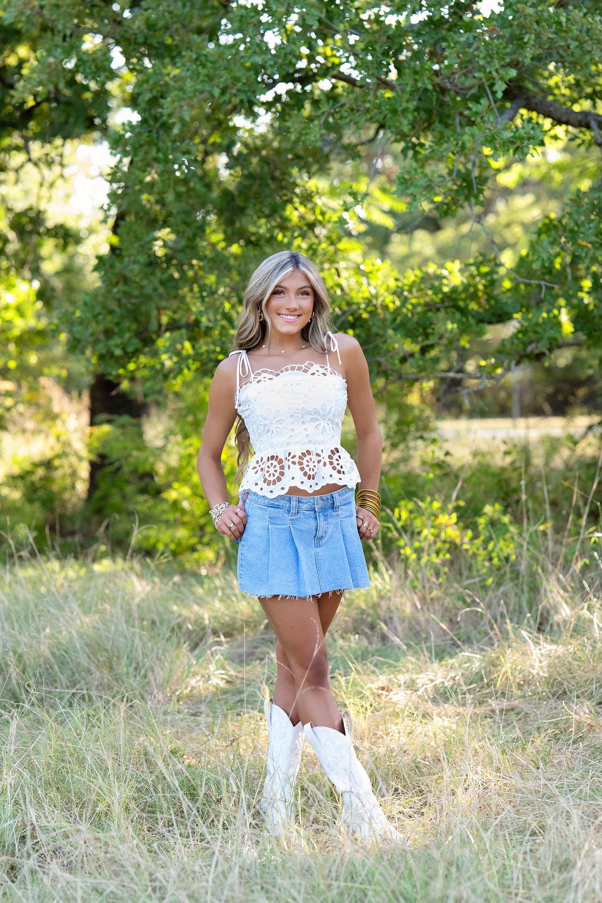 White Eyelet Top