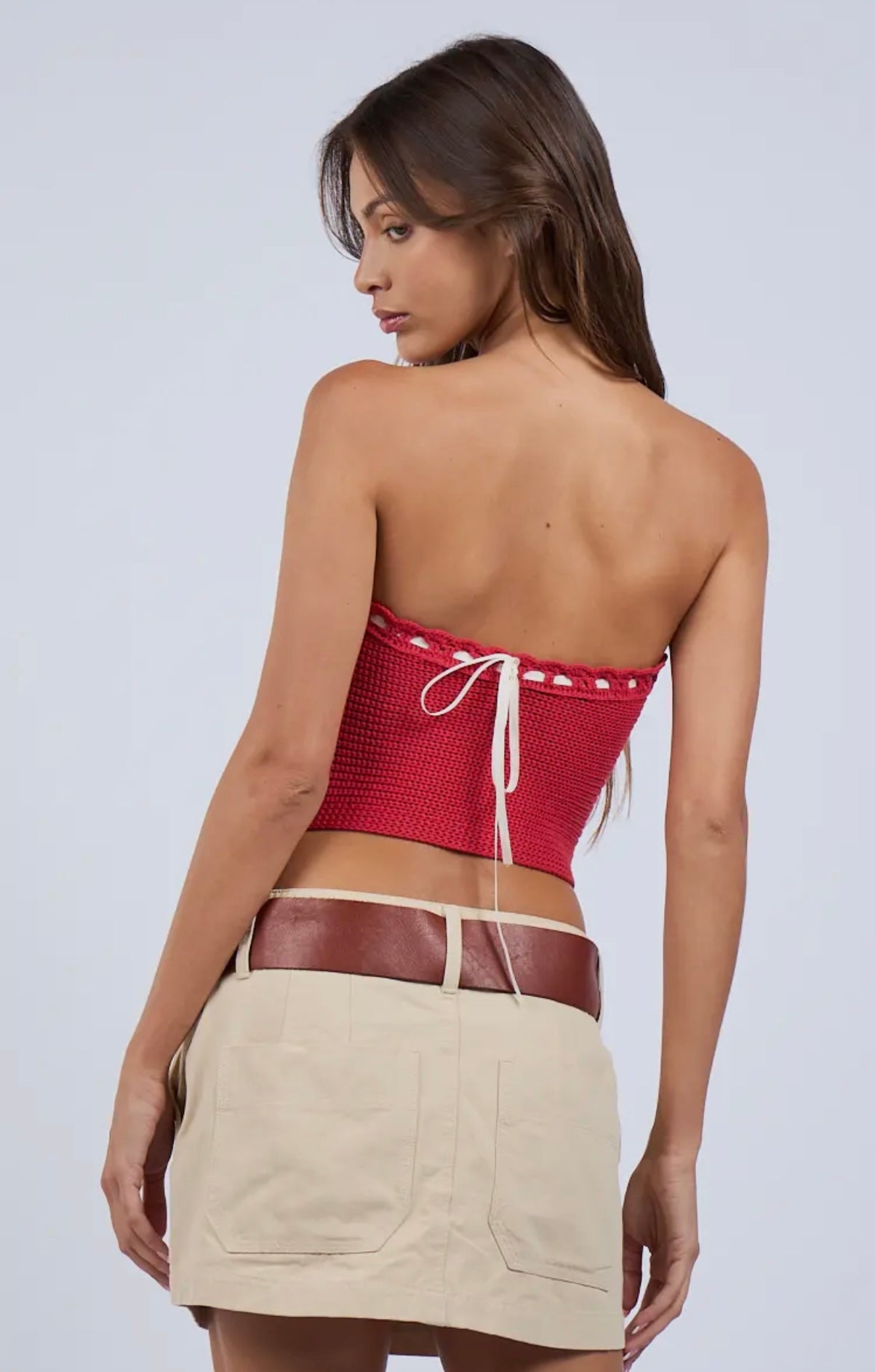 Red Tube Top w/ Ribbon Ties