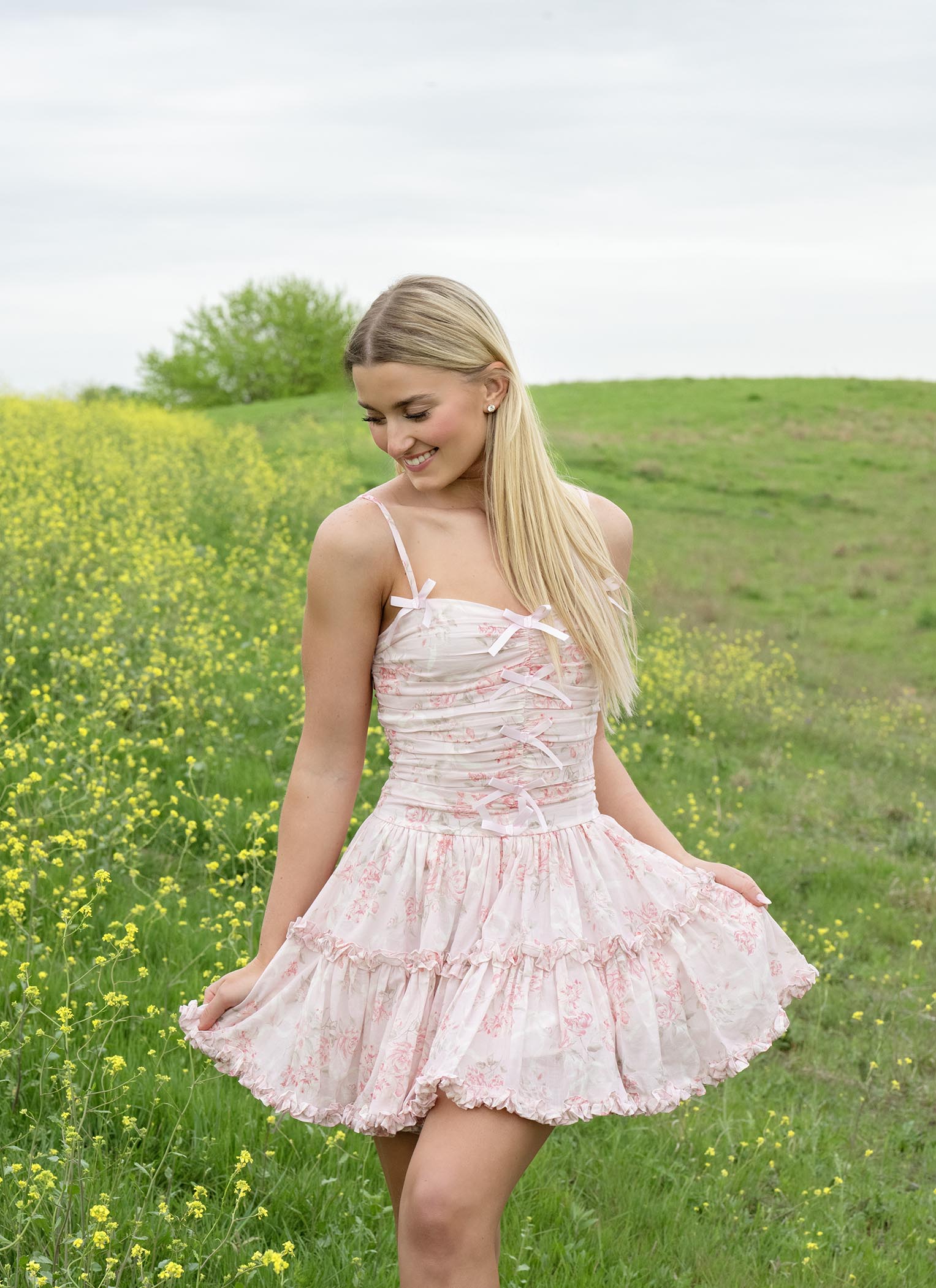 Blush Ribbon Floral Mini Dress