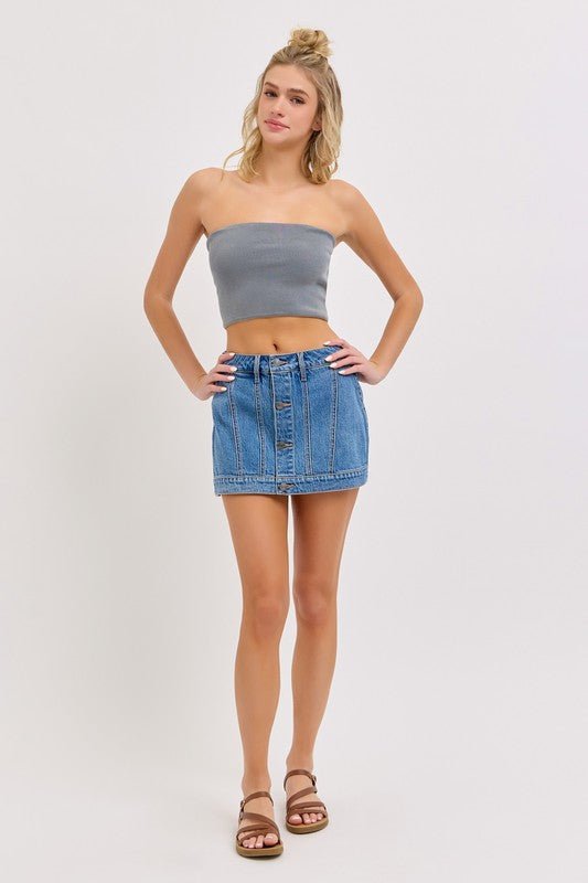 Medium Wash Buttom Up Skort