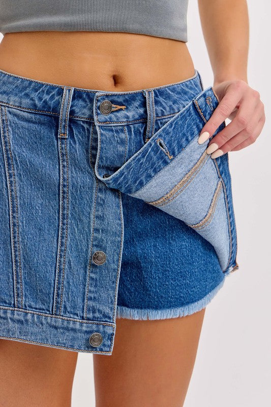 Medium Wash Buttom Up Skort