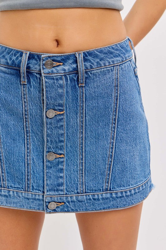 Medium Wash Buttom Up Skort