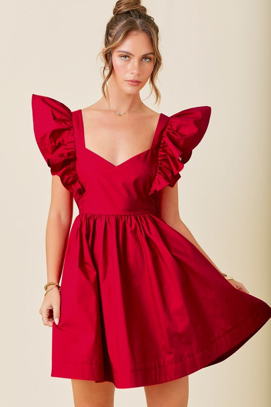 Ruffle Sleeve Mini Dress