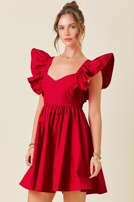 Ruffle Sleeve Mini Dress