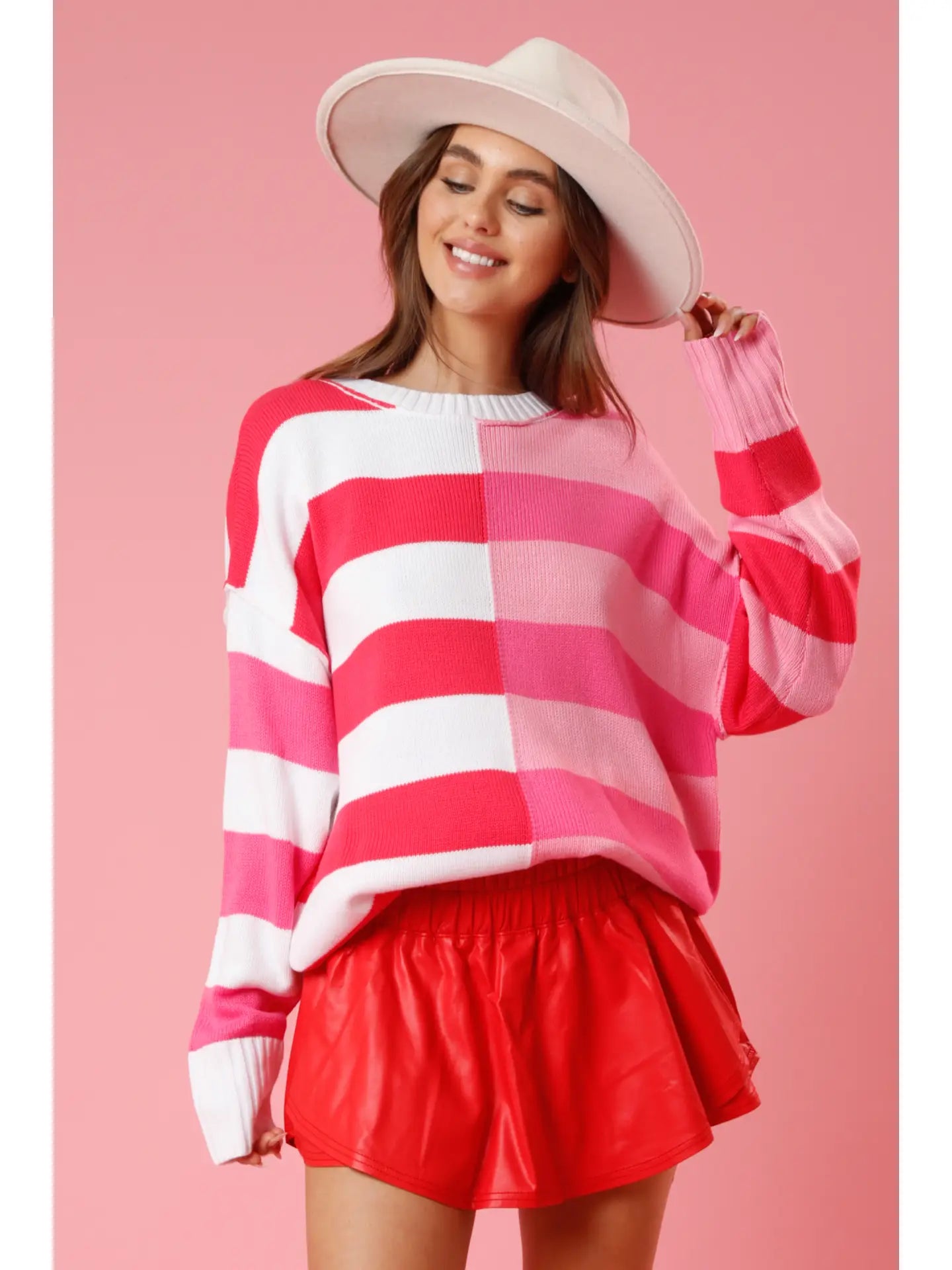 Red Faux Leather Skort