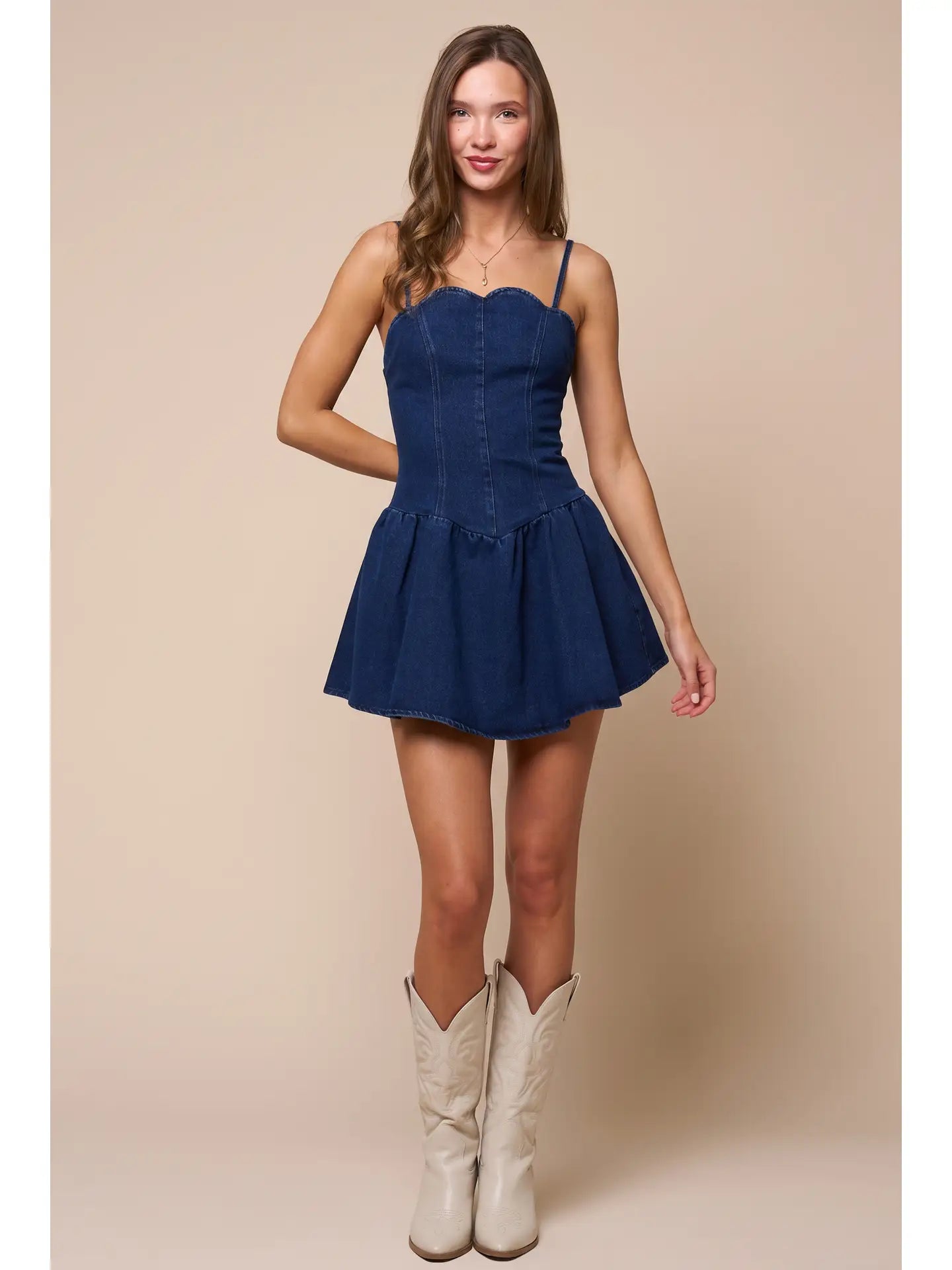 Denim Scalloped Dress