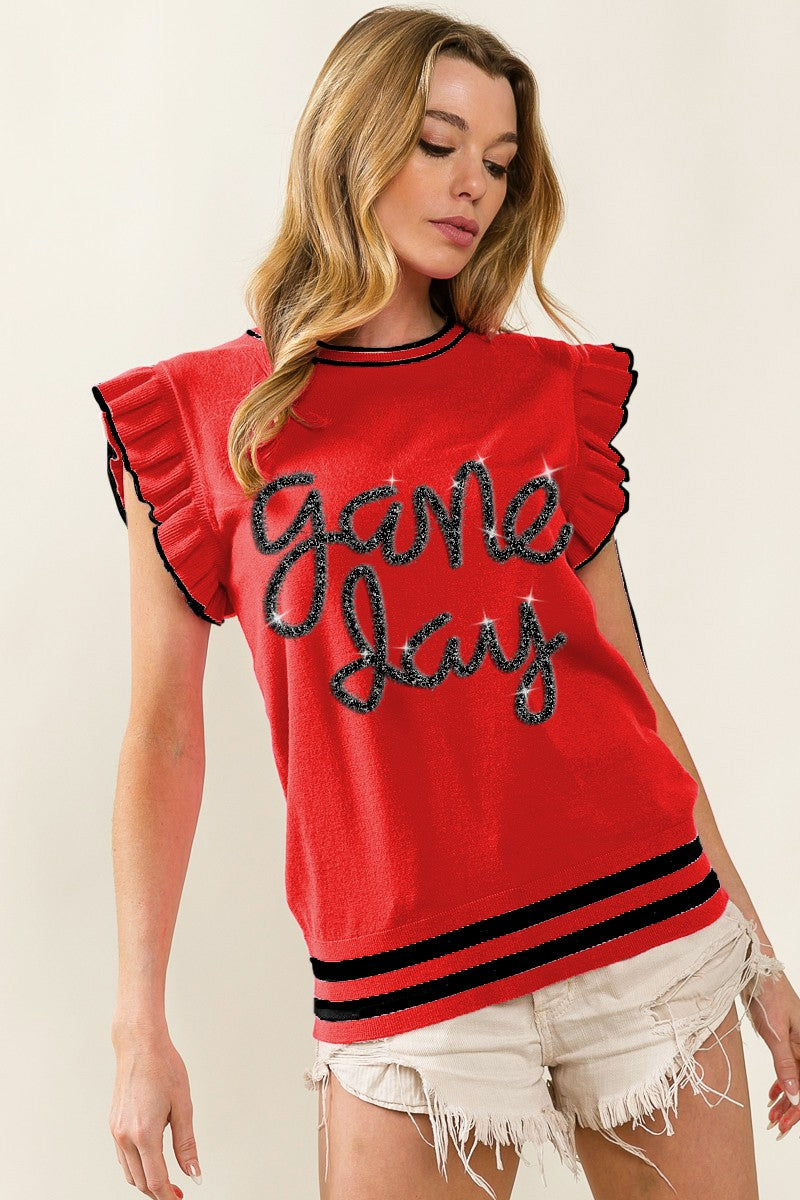 Red/Black Lettering Game Day Top S-XL