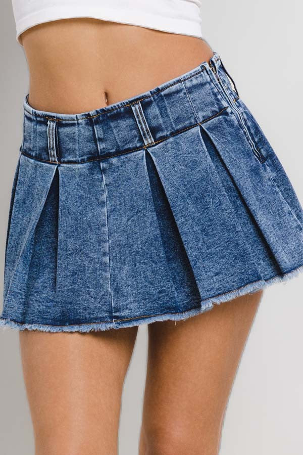 Denim Pleated Skort