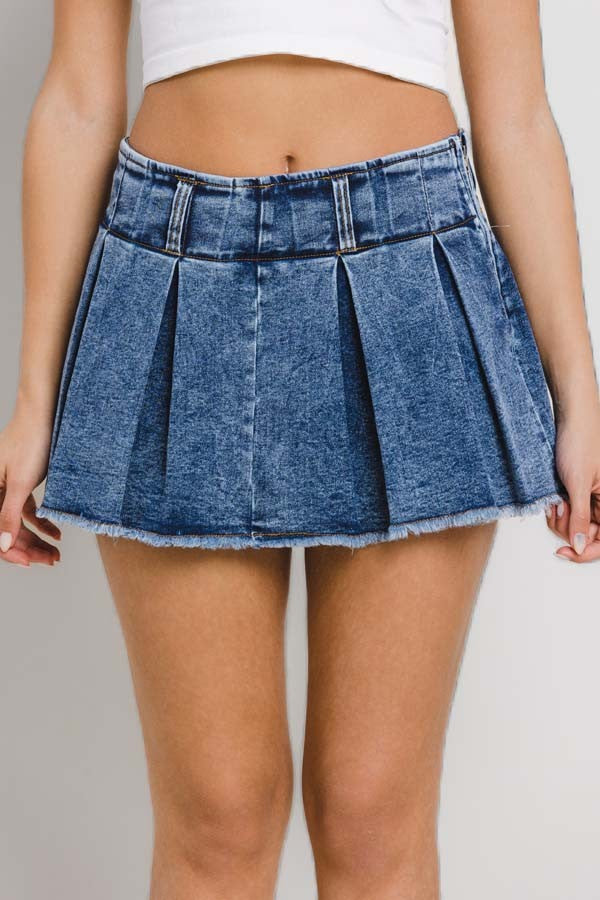 Denim Pleated Skort