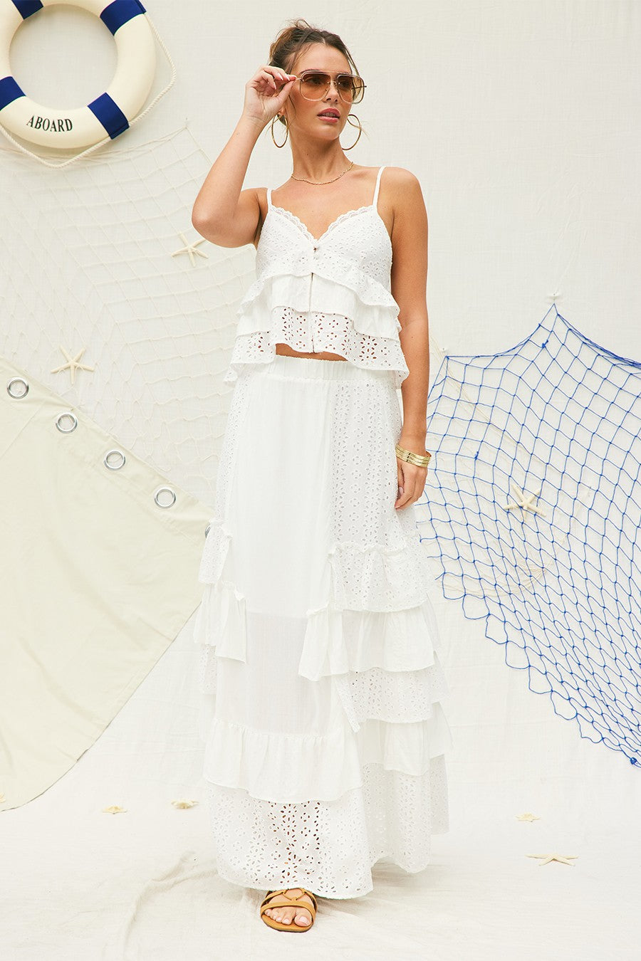 Eyelet Maxi Skirt
