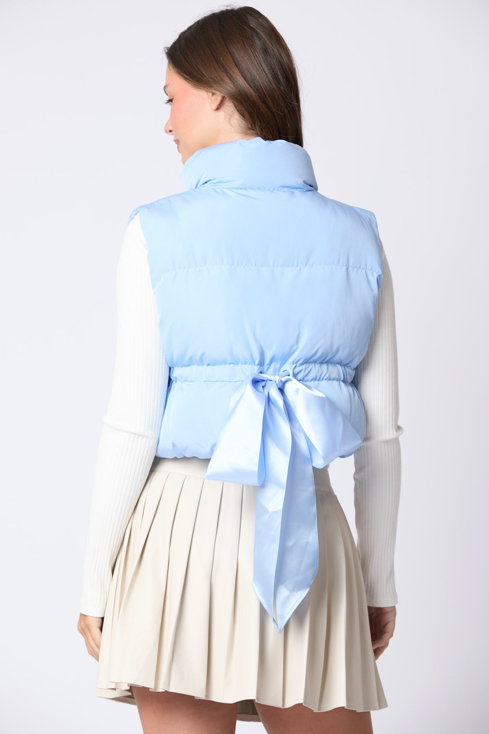 Baby Blue Puffer Vest w/ Satin Bow