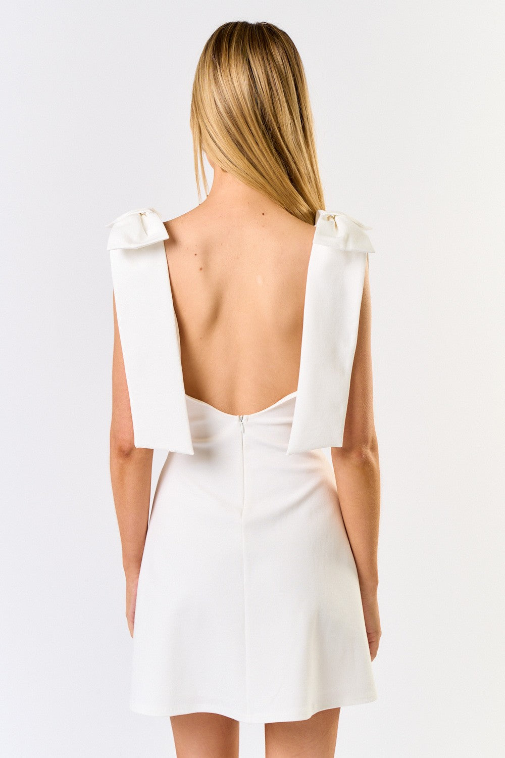 White Shoulder Bow Dress