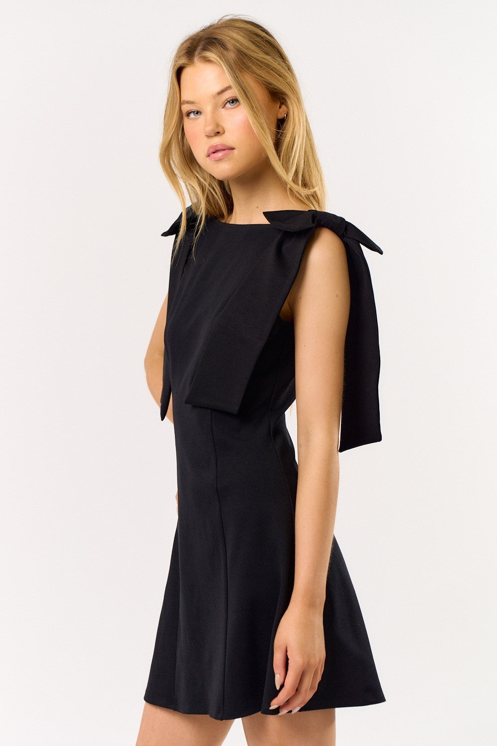 Black Shoulder Bow Dress