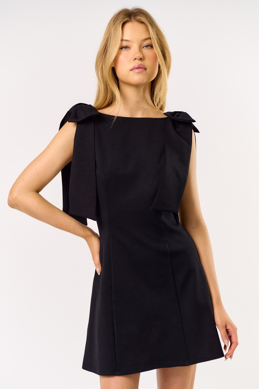 Black Shoulder Bow Dress