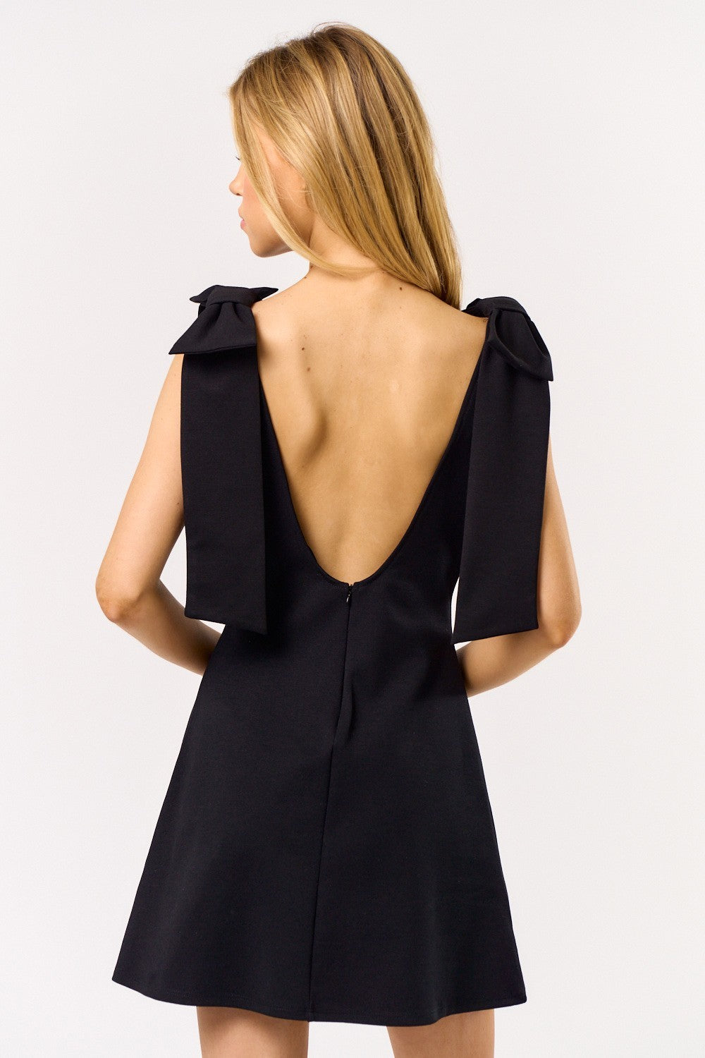 Black Shoulder Bow Dress