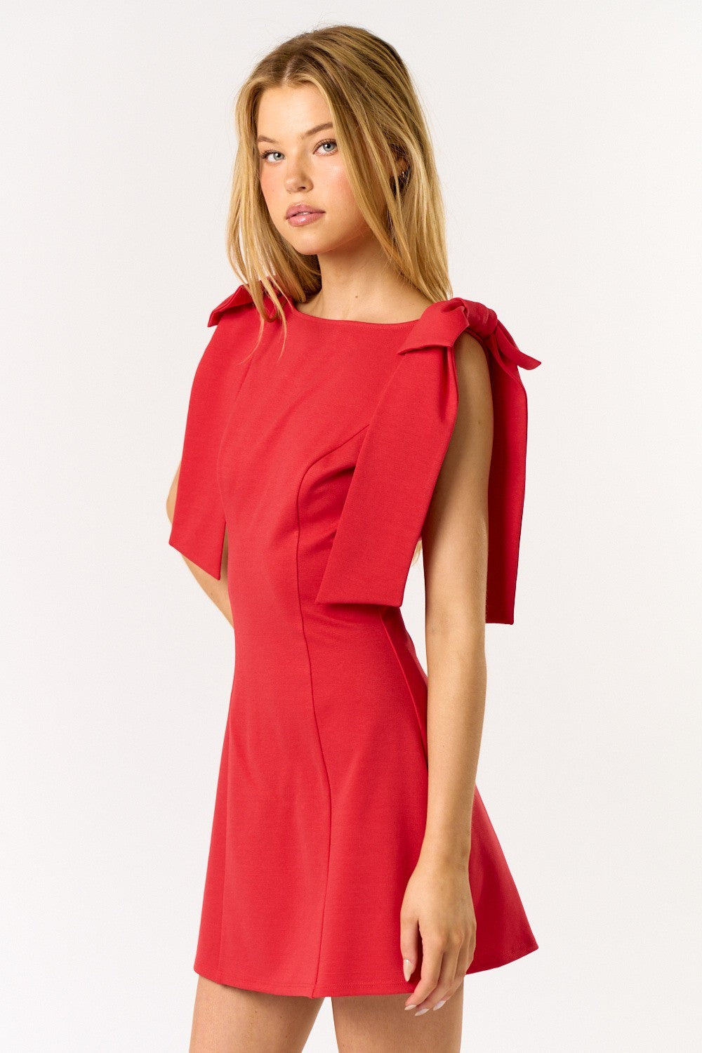 Red Shoulder Bow Dress