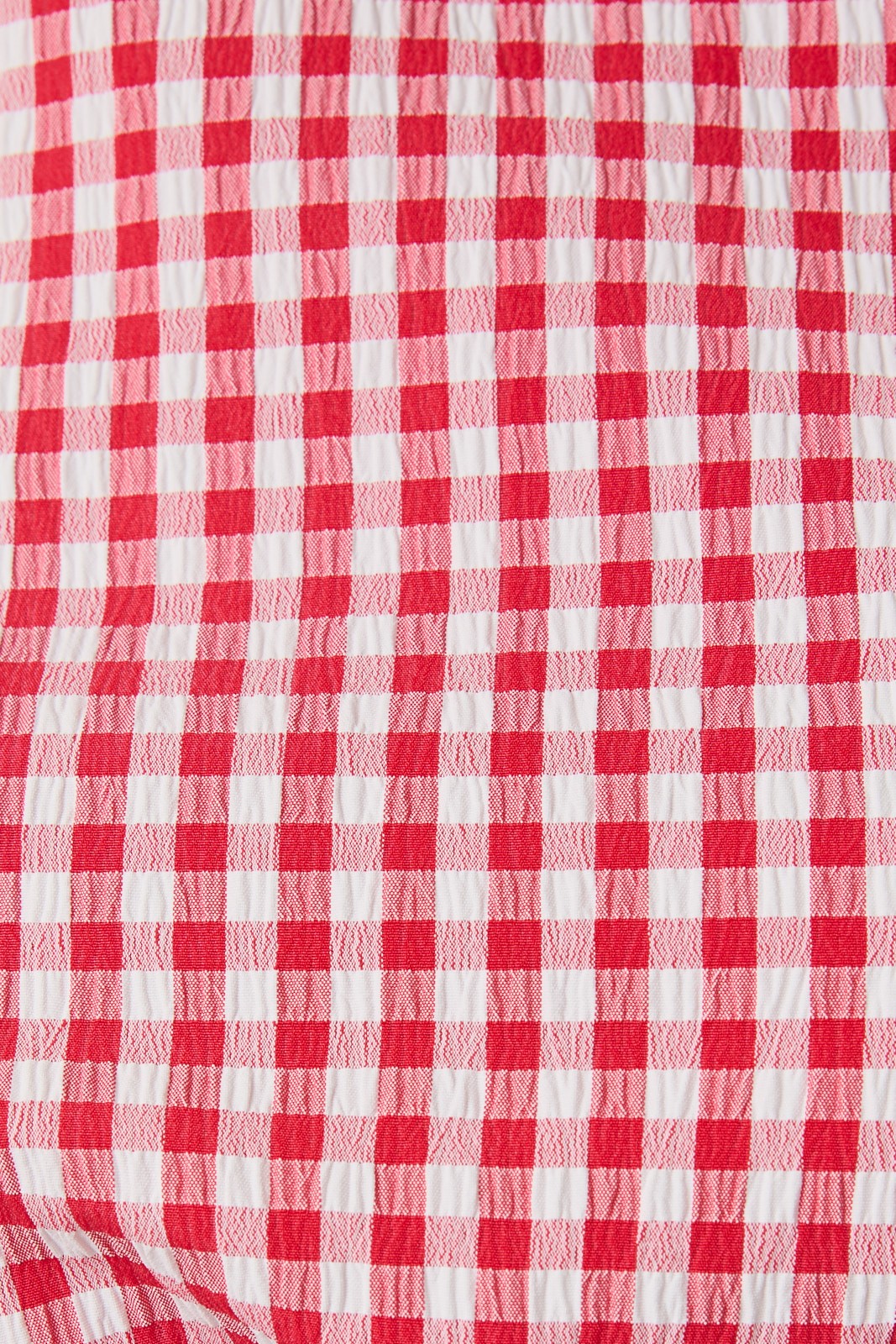 Red Smocked Gingham Top