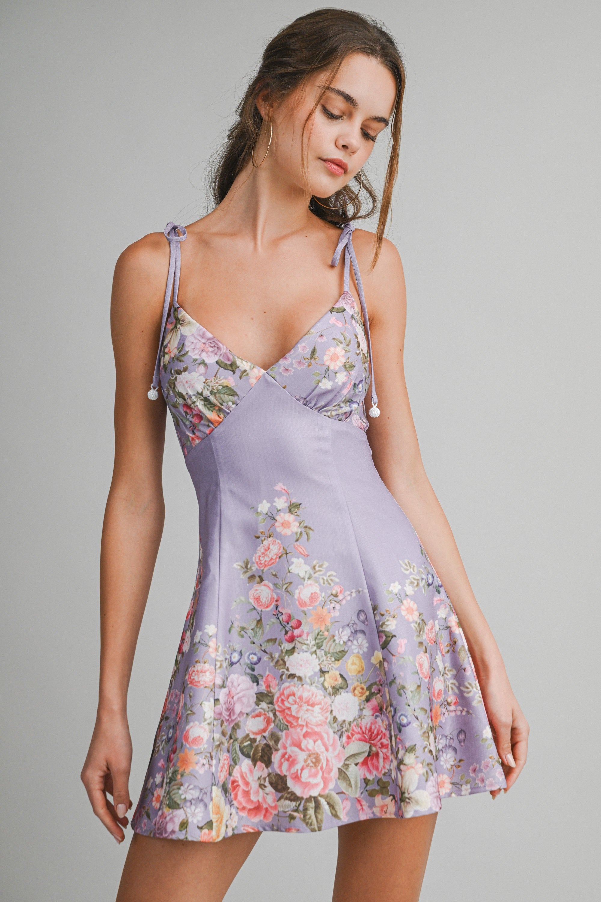 Floral Satin Mini Dress
