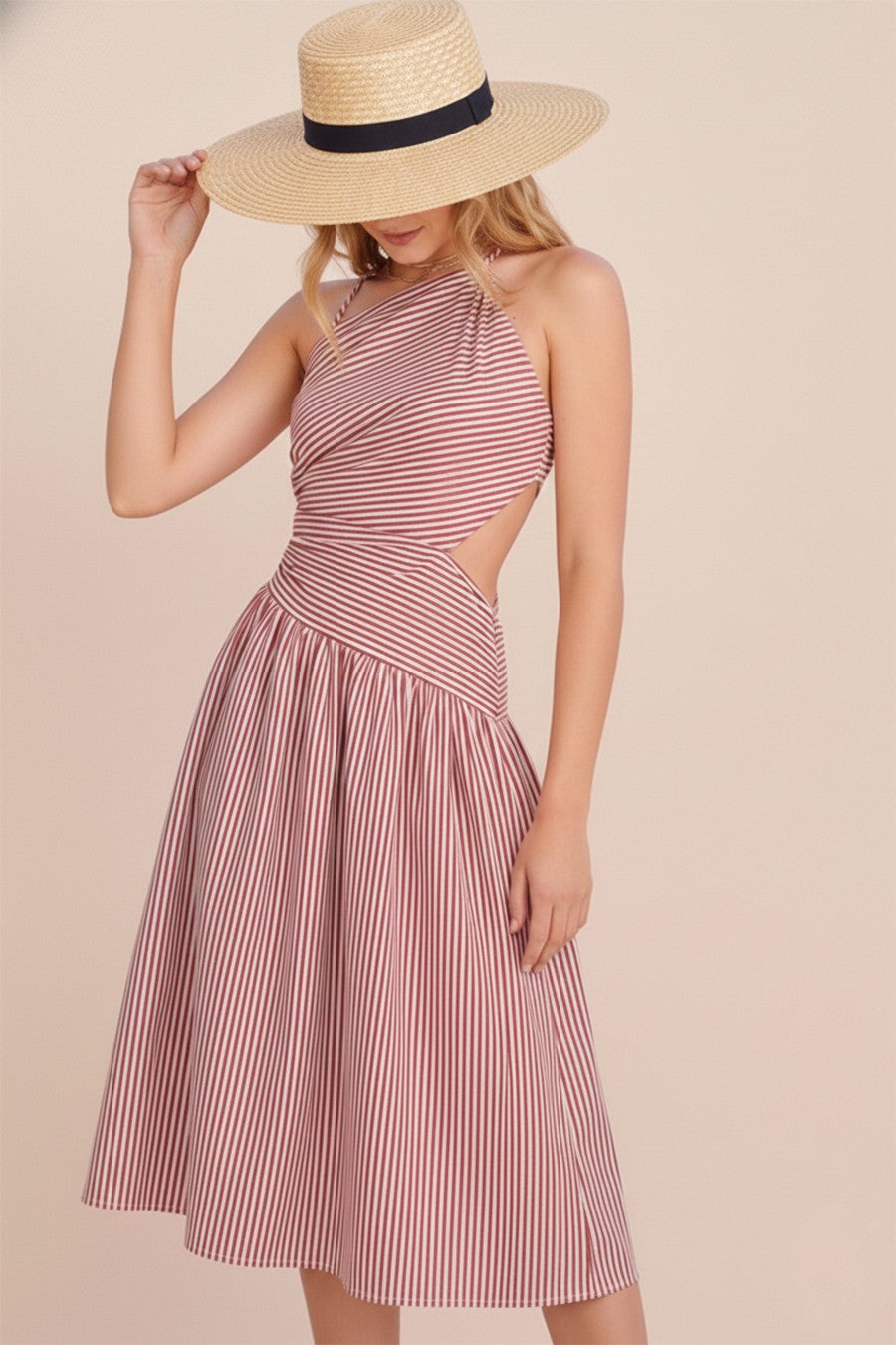 Red Striped Midi Dress