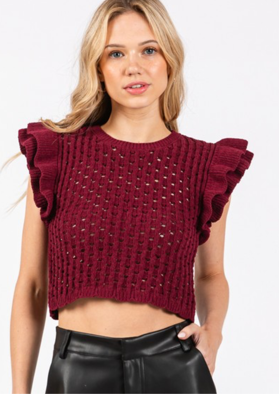 Maroon Crochet Sweater