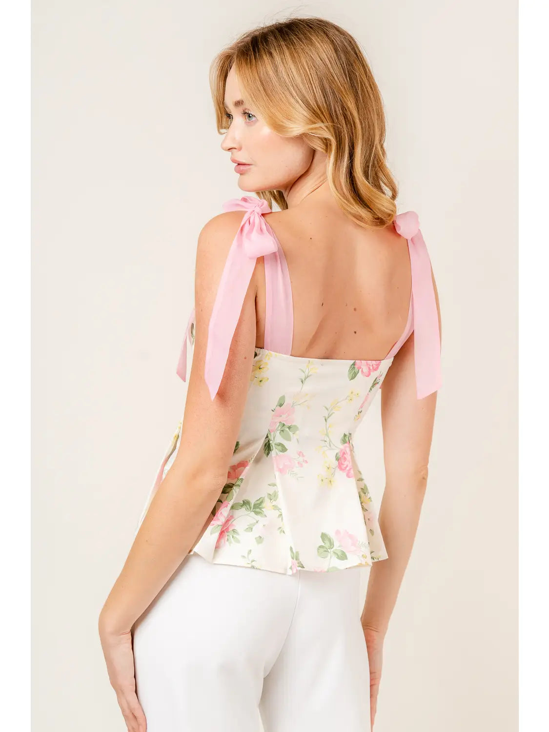 Coco Coquette Organza Bow Floral Pleated TOP