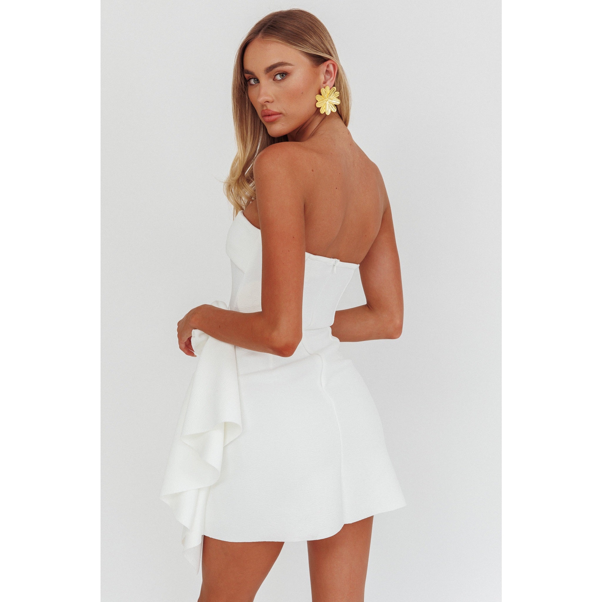 White Flower Mini Dress