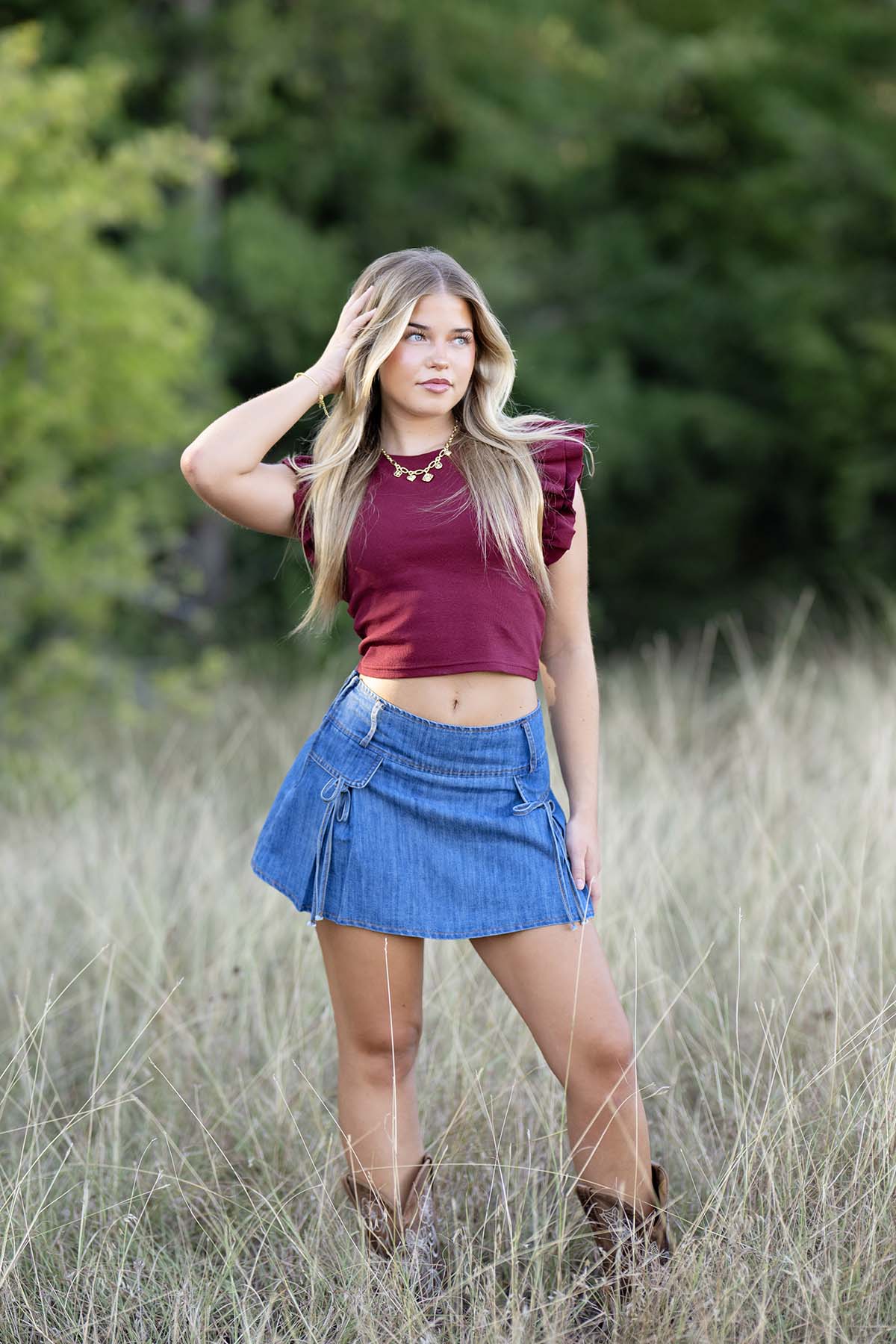 Burgandy Ribbed Knit Crop Top With Rubbles