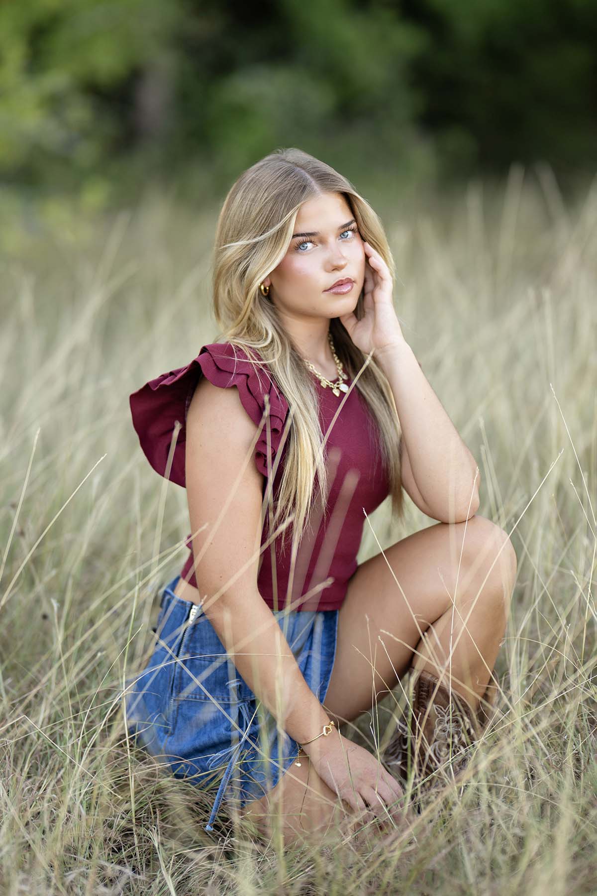 Burgandy Ribbed Knit Crop Top With Rubbles