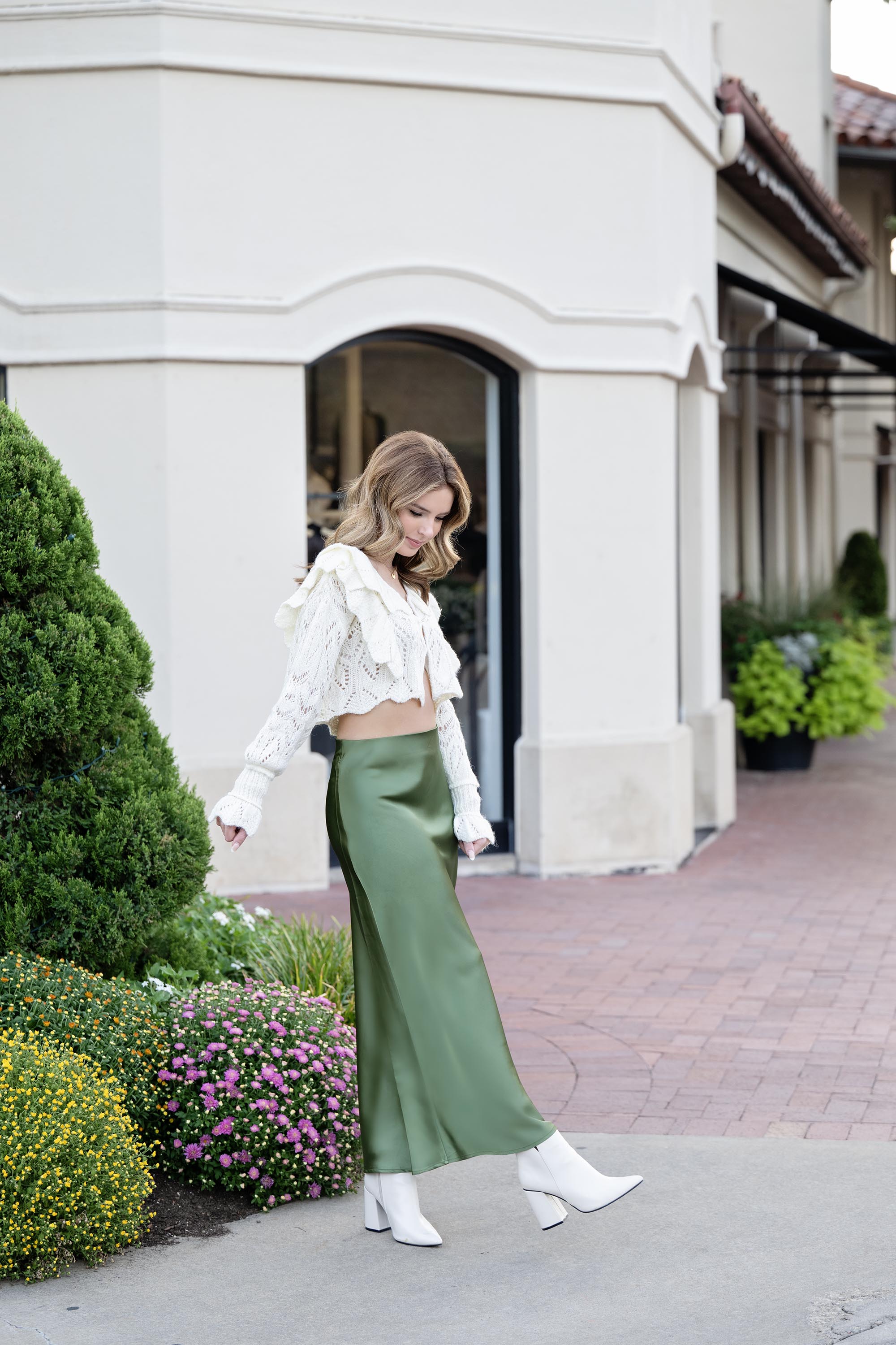 Ivory Ruffle Crop Sweater