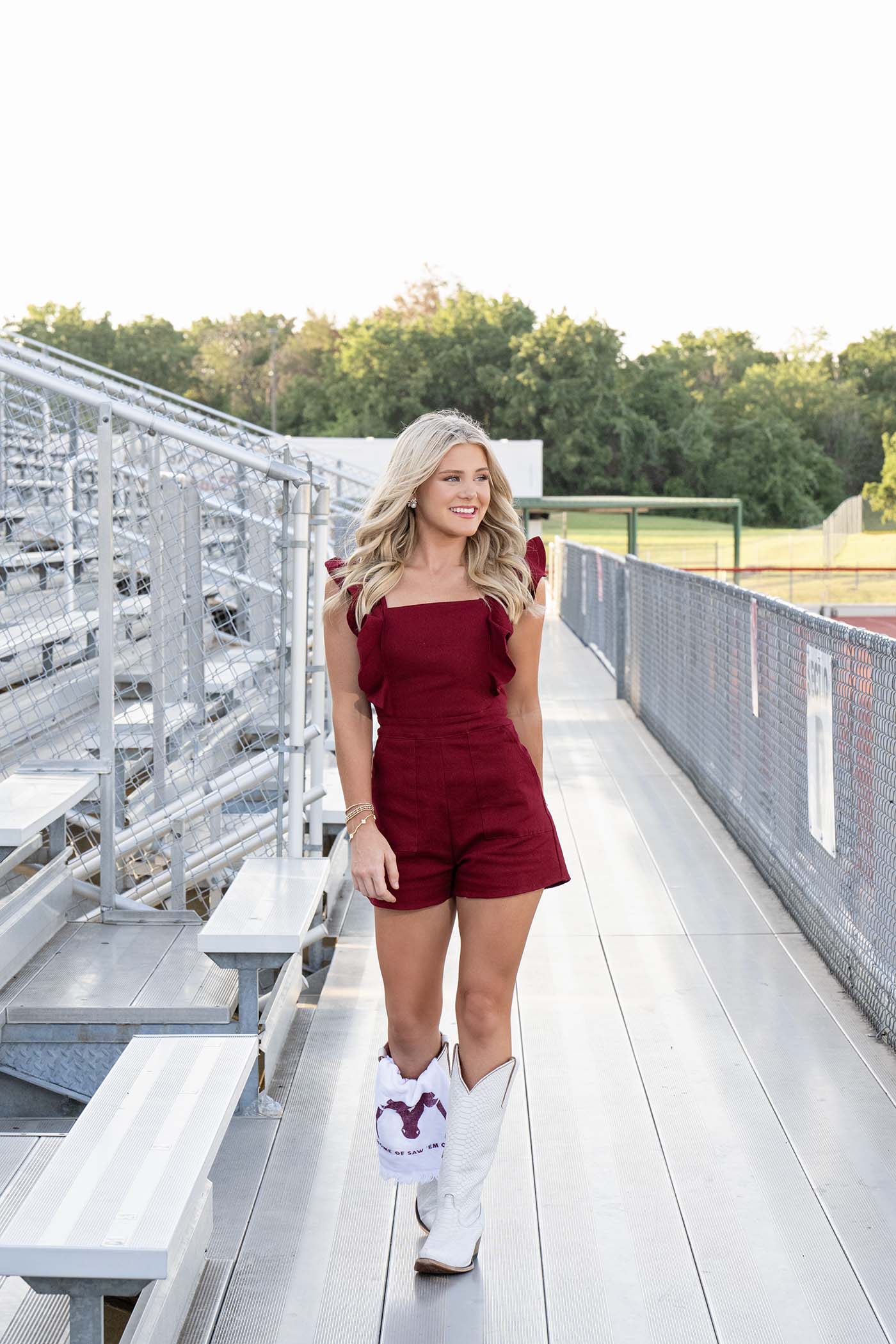 Maroon Romper w/ Ruffle Details