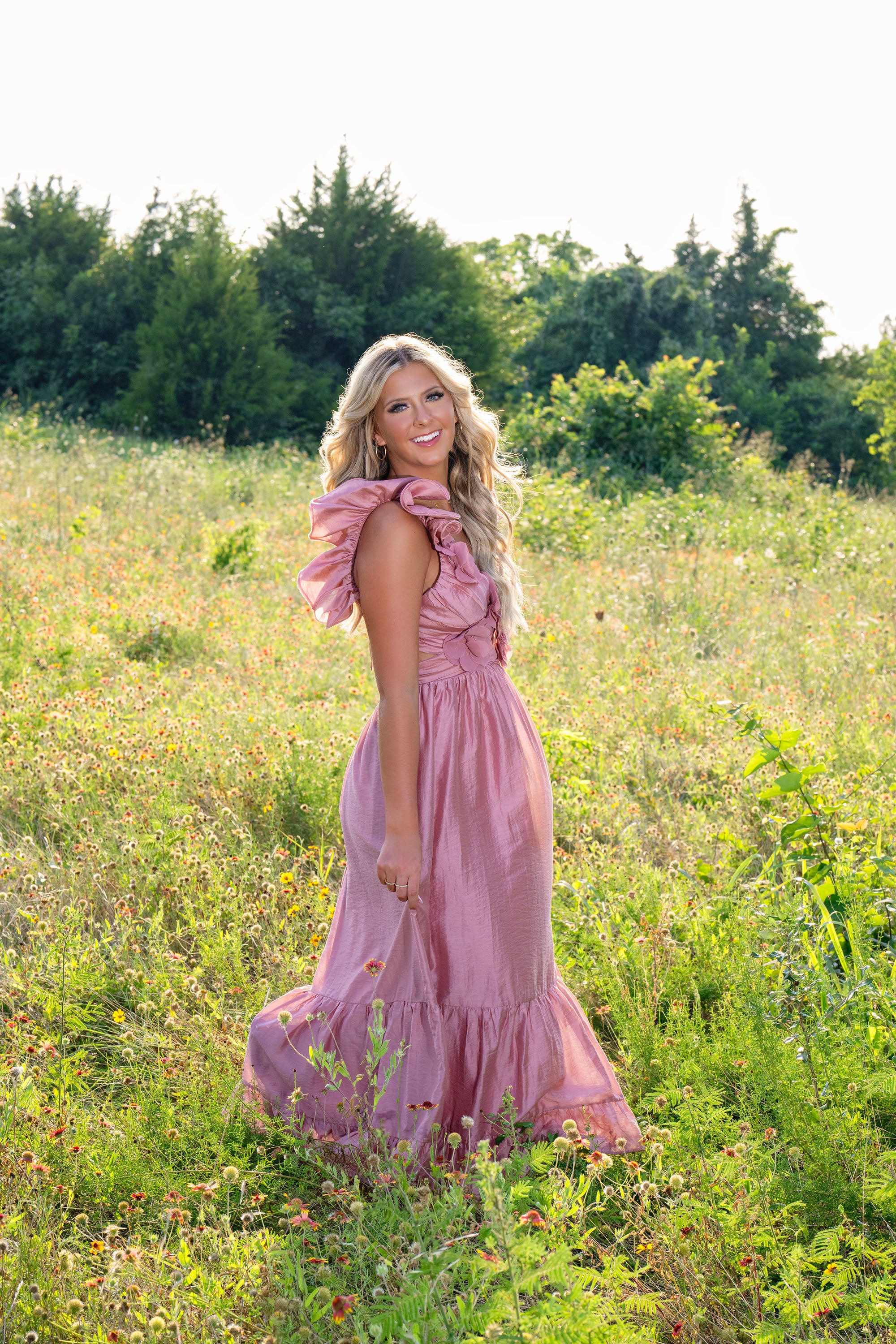 Blush Maxi Dress w/ Flower Detail