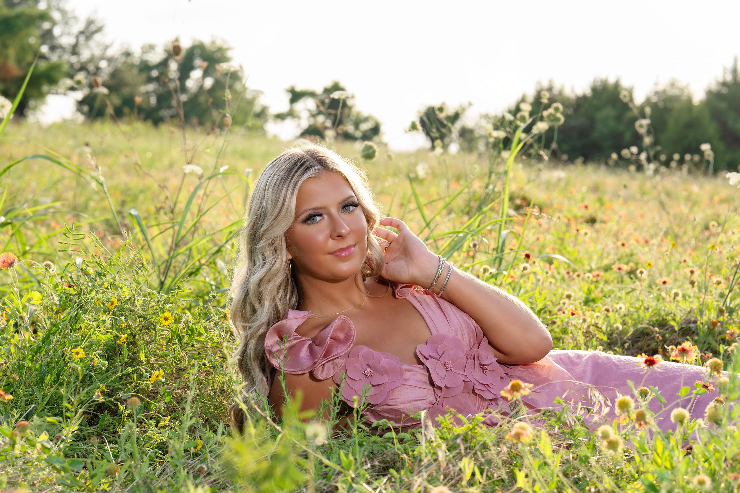 Blush Maxi Dress w/ Flower Detail