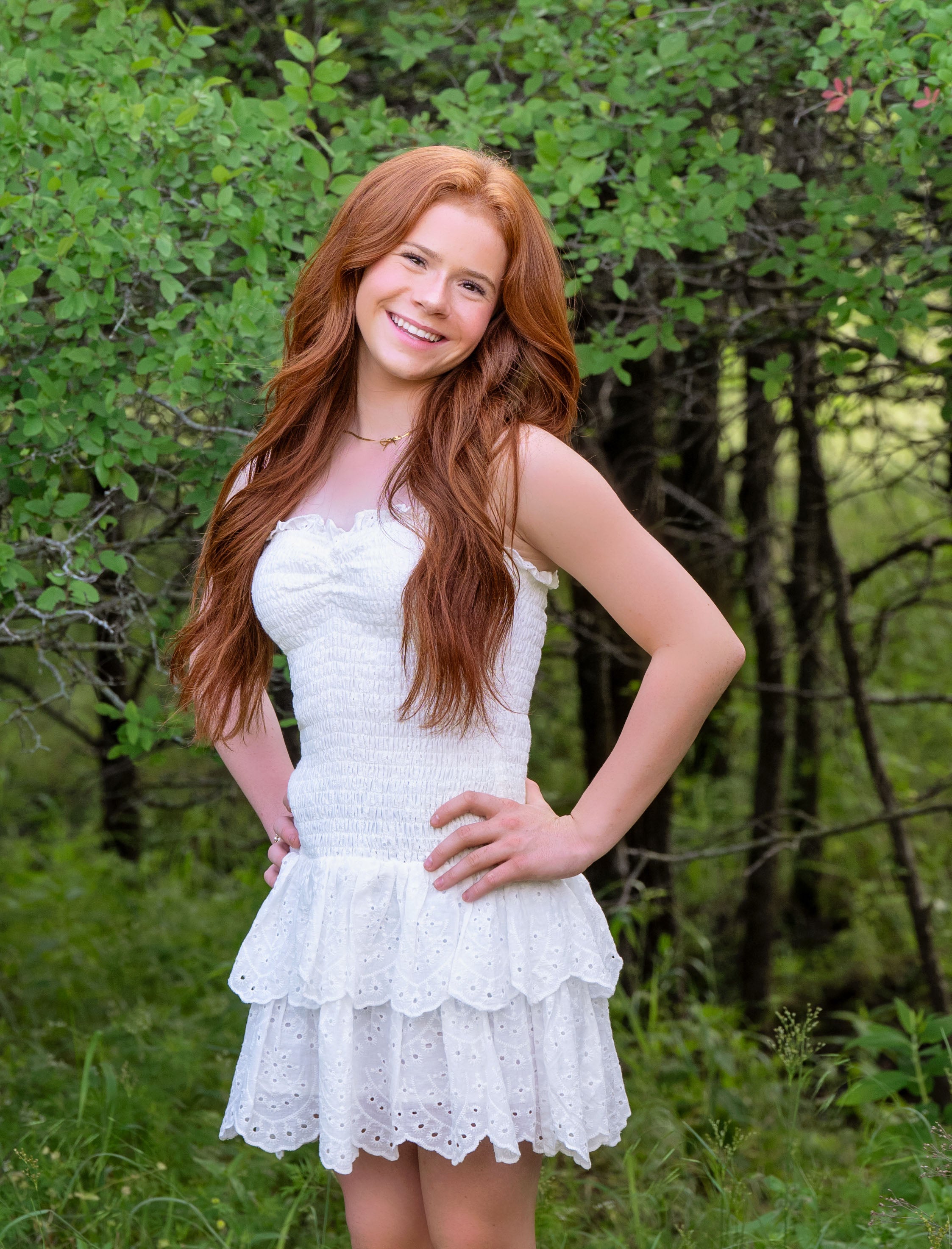 Smocked Ruffle Mini Dress White