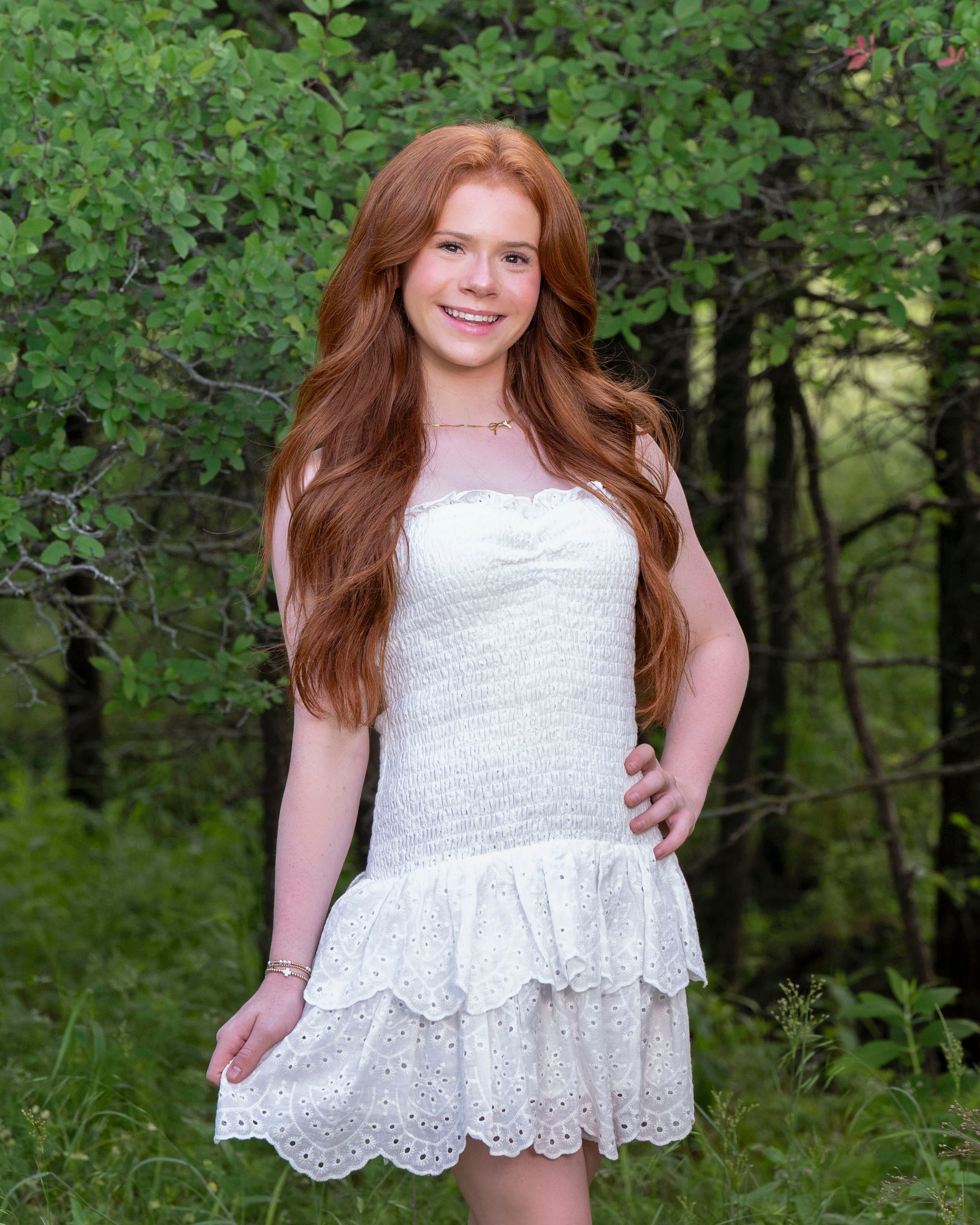 Smocked Ruffle Mini Dress White