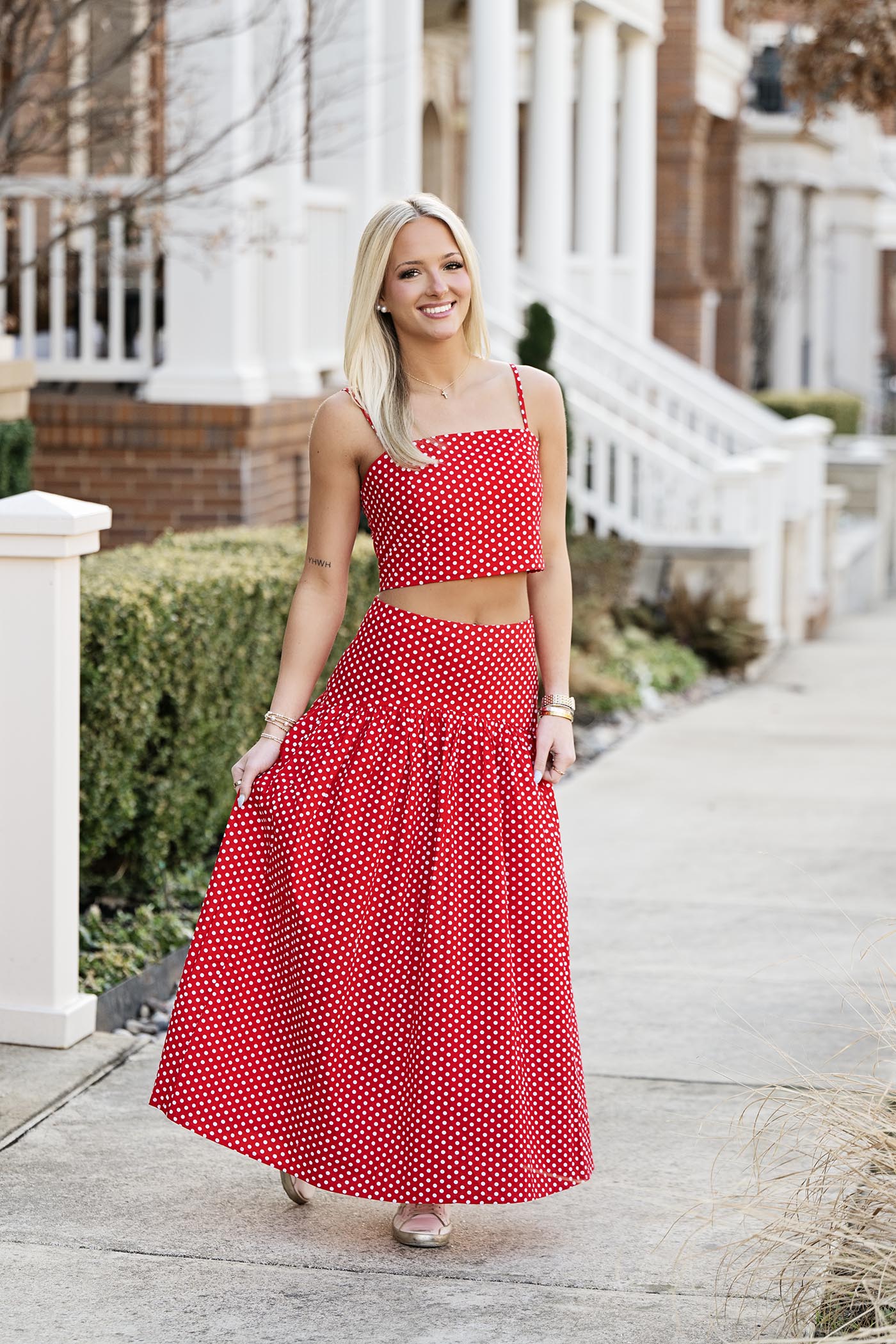 Red/White Polk Dot Maxi Set