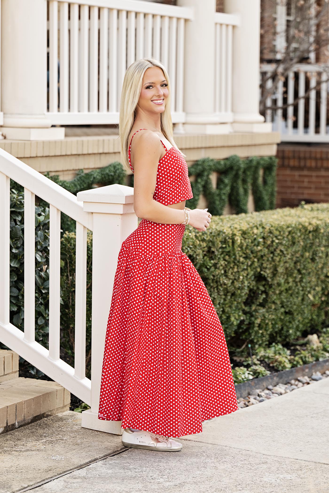 Red/White Polk Dot Maxi Set