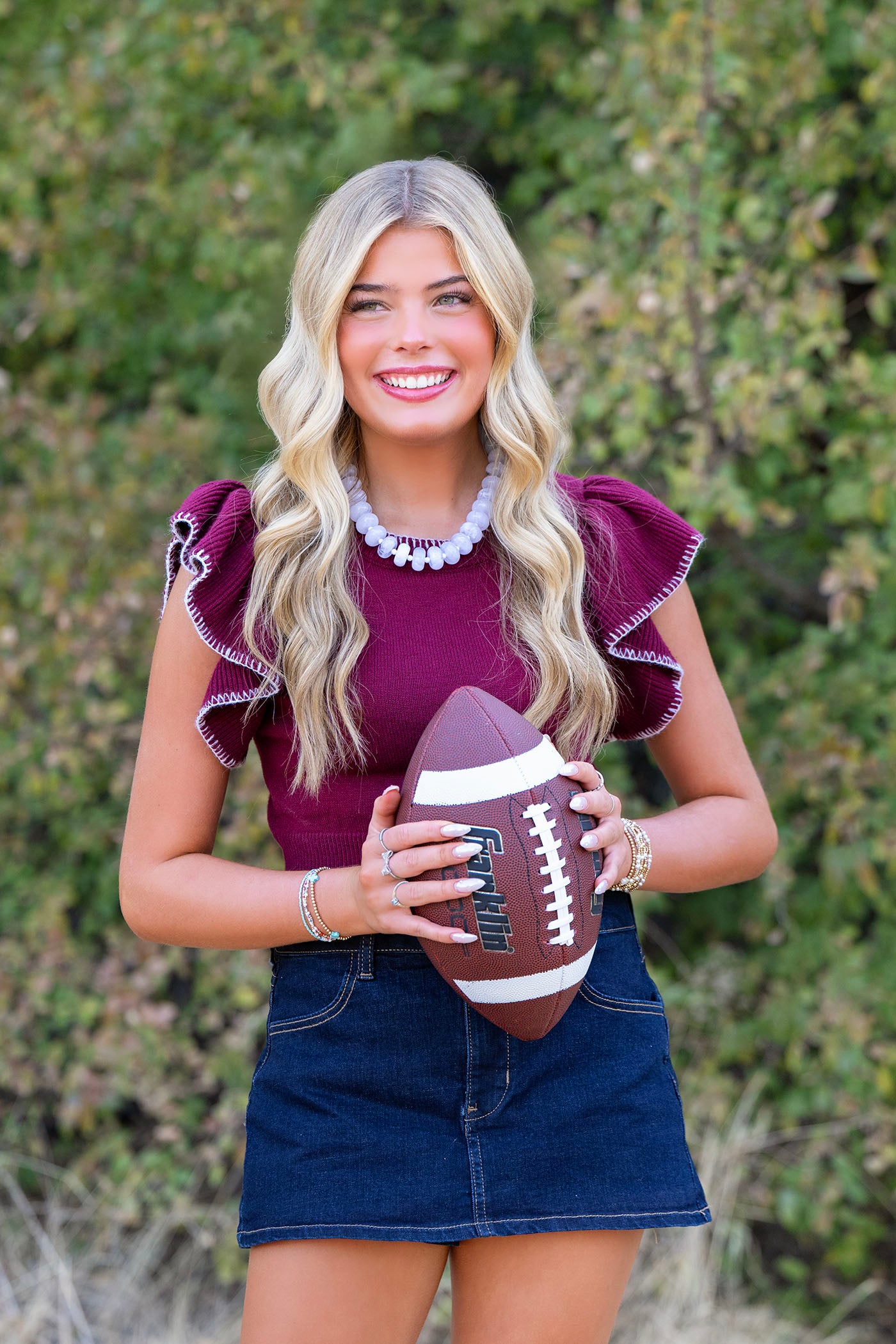 Burgundy Ruffle Cropped Sweater