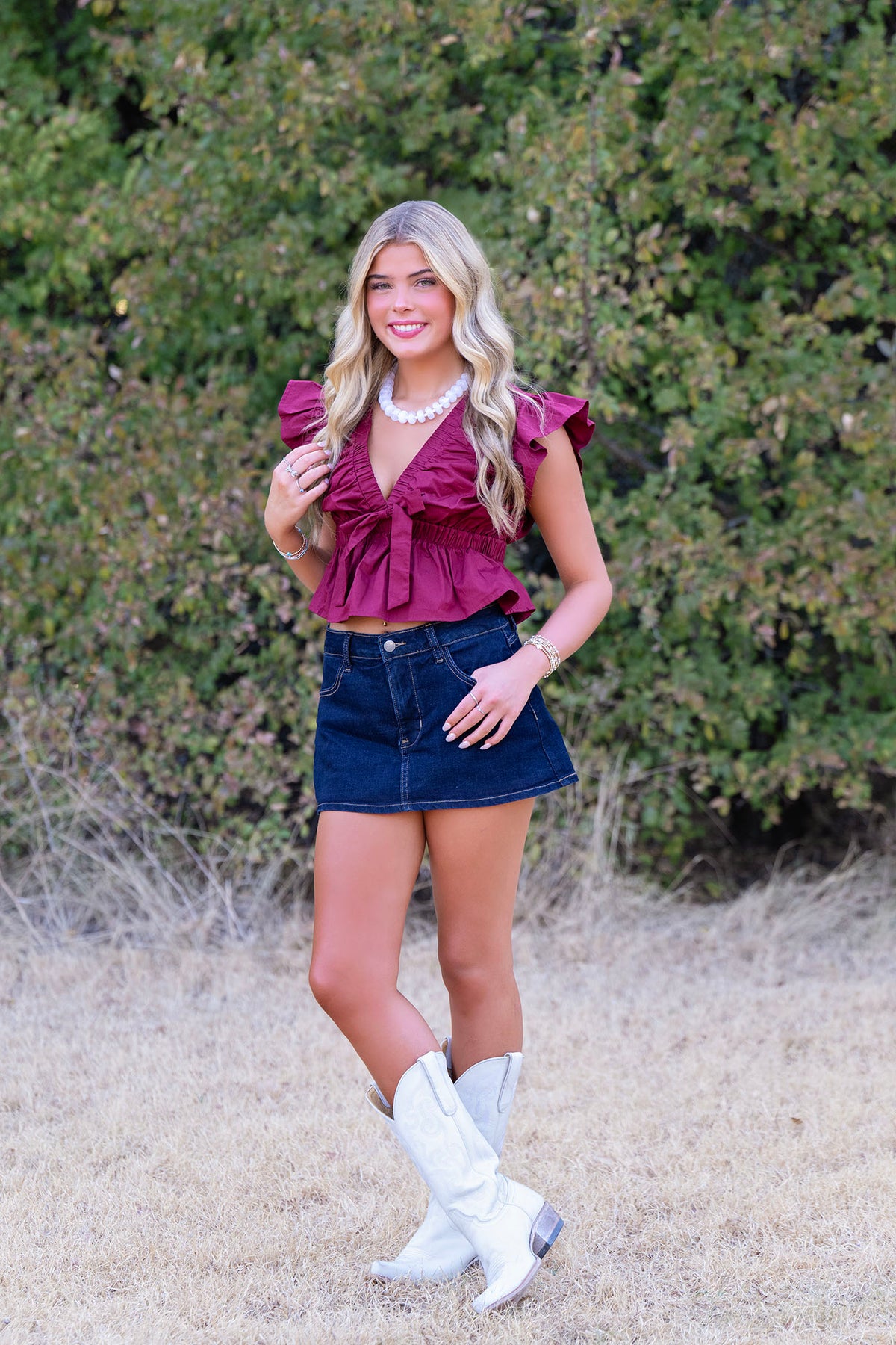 Maroon Babydoll Top