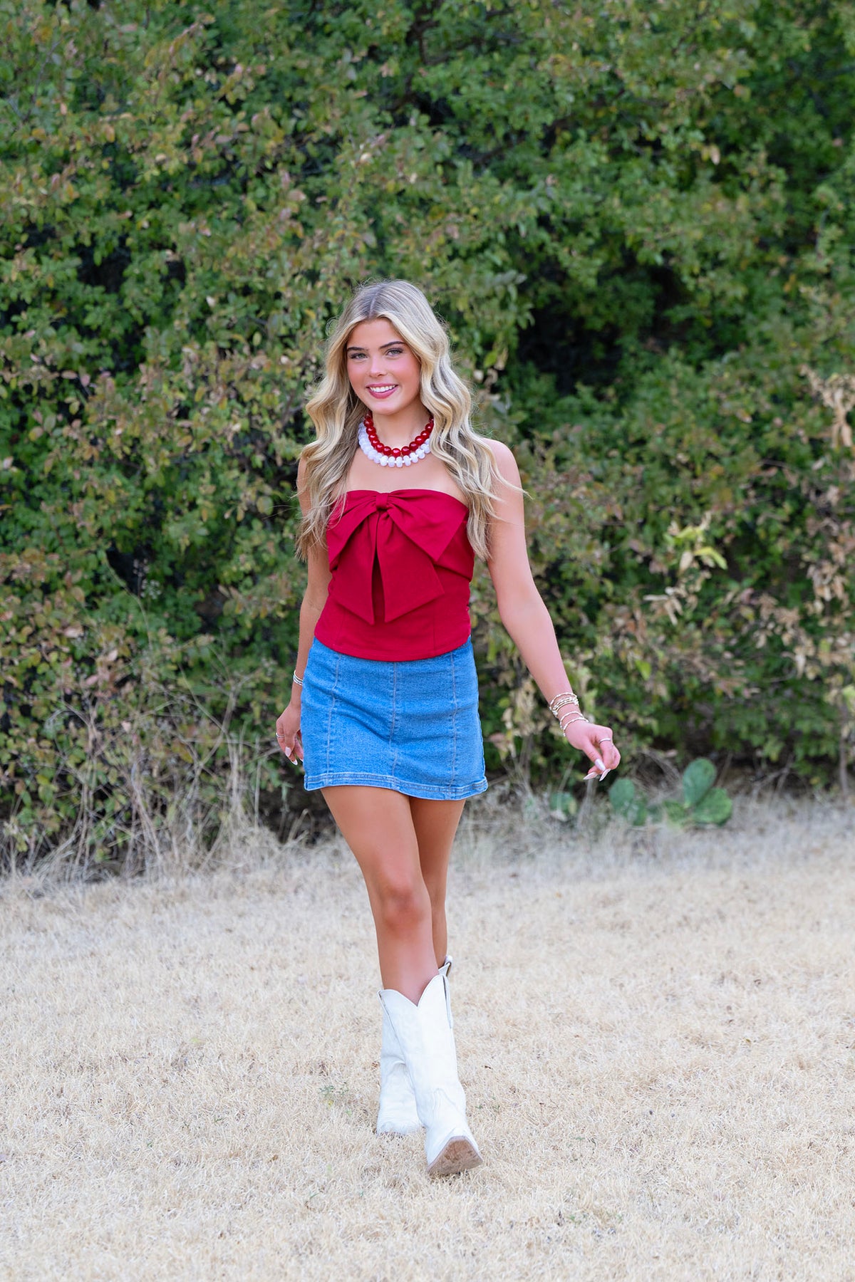 Crimson Bow Tube Top