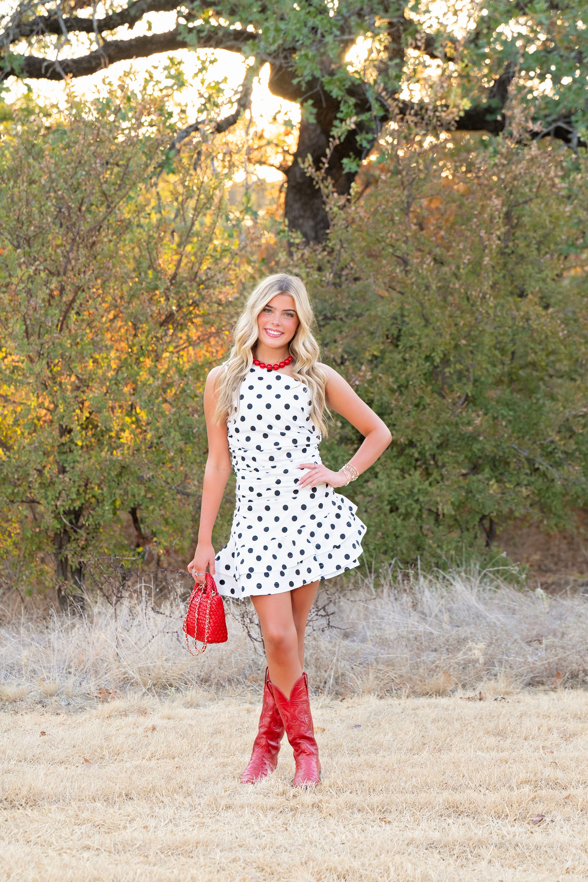 One Sholder Polka Dot Mini Dress