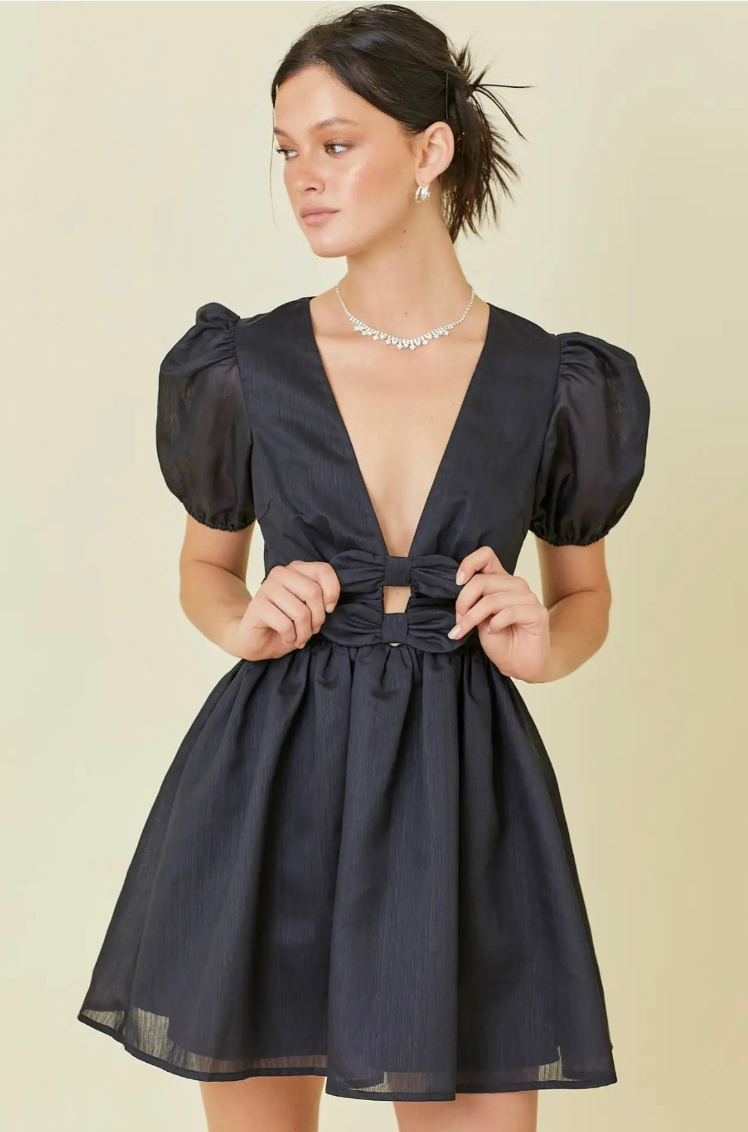 Black Bow Mini Dress