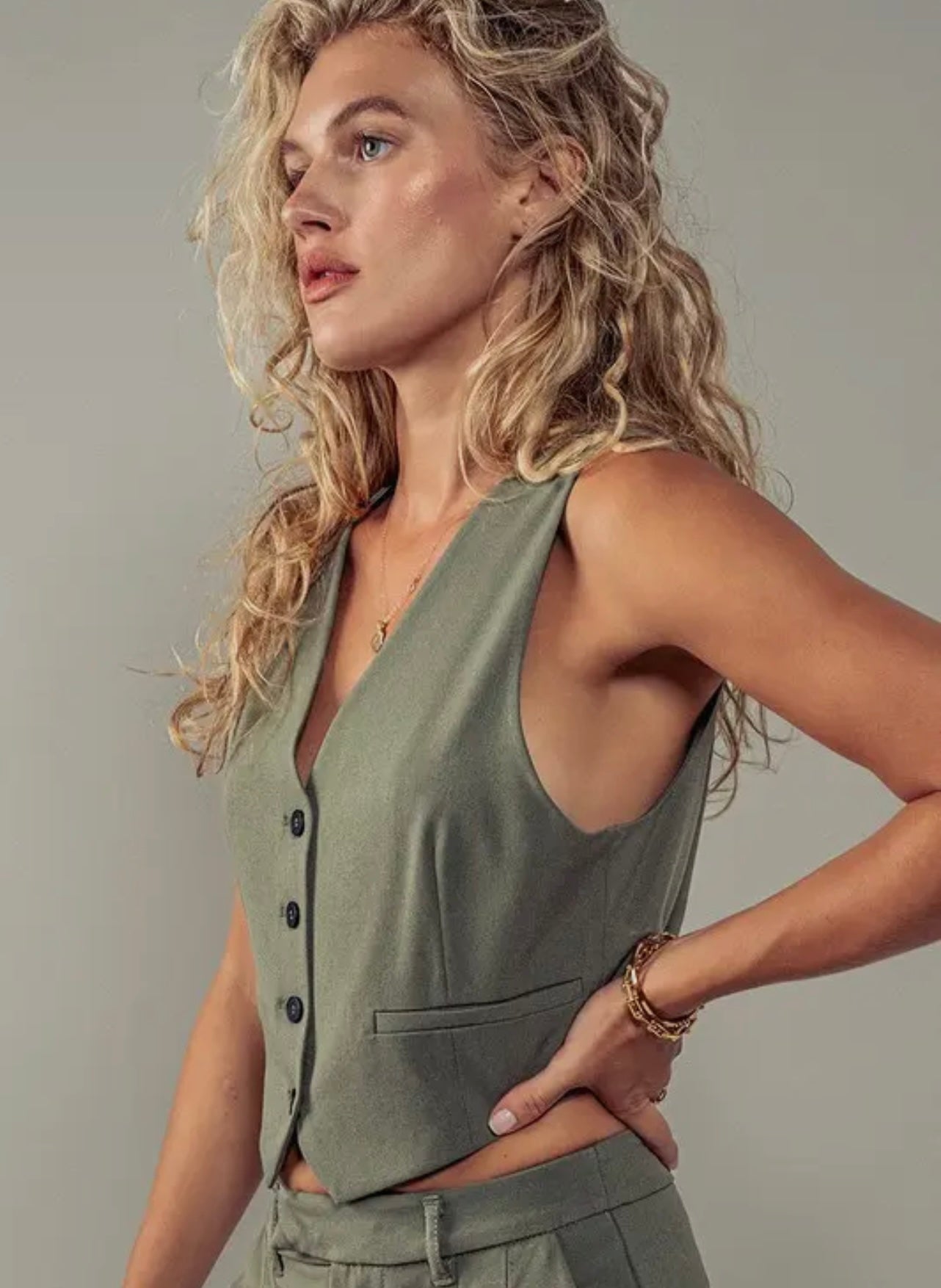 Olive Crop Vest