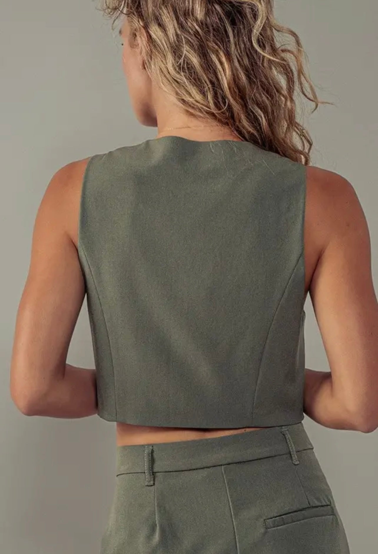 Olive Crop Vest