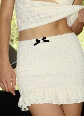 Cream Knit Mini Skirt