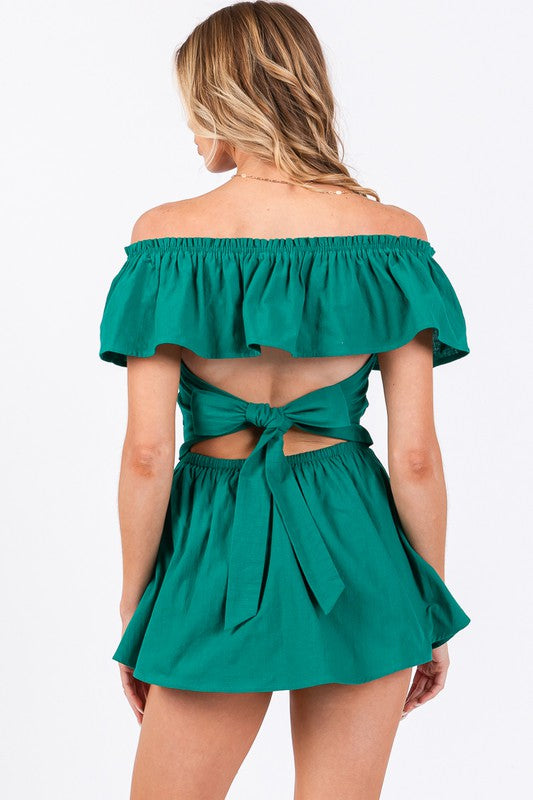 Green Tie Back Romper