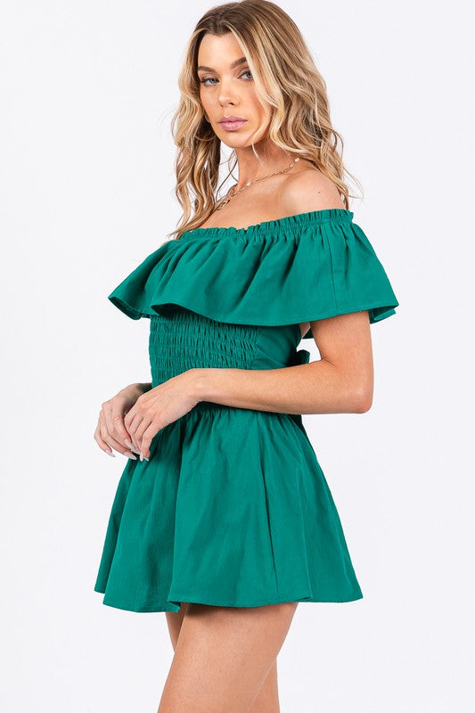 Green Tie Back Romper