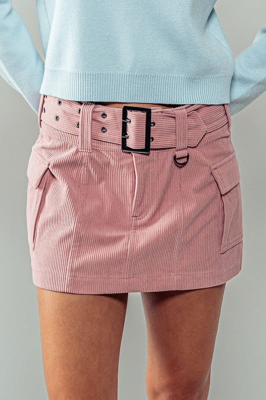 Pink Cord Mini Skirt