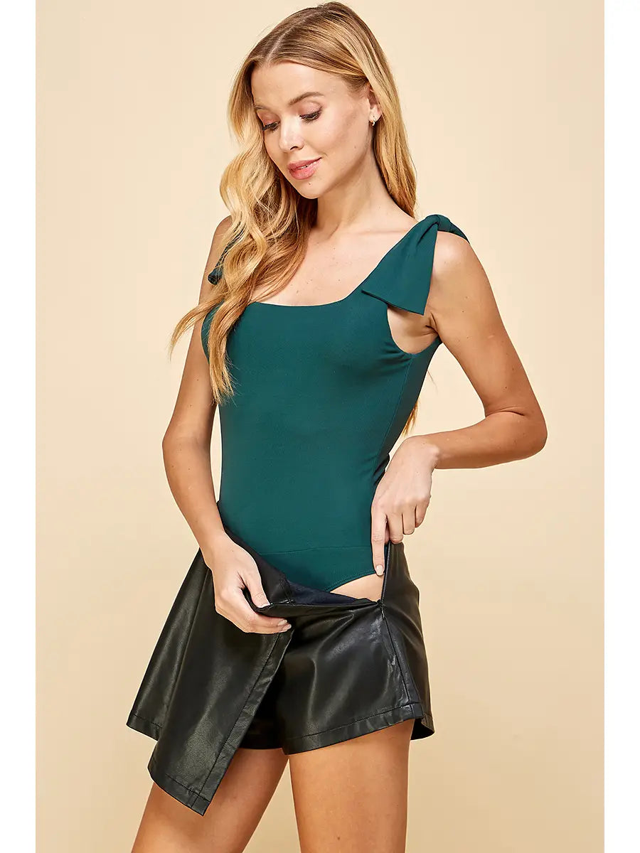 Green Bow Shoulder Bodysuit